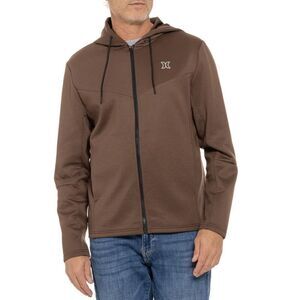 HURLEY L Exist Block Logo Brown Extreme Full Zip Smooth Wicking Fabric Hoodie